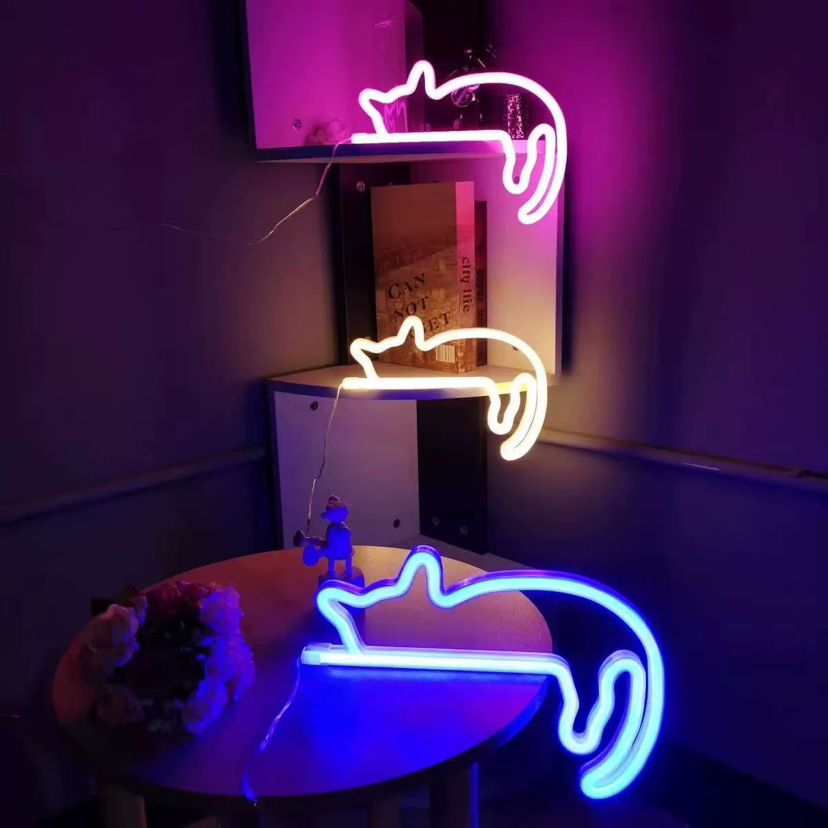 Adorable Cat Neon Light - Perfect LED Wall Decor for Girls' Bedrooms, Living Rooms, and Special Celebrations